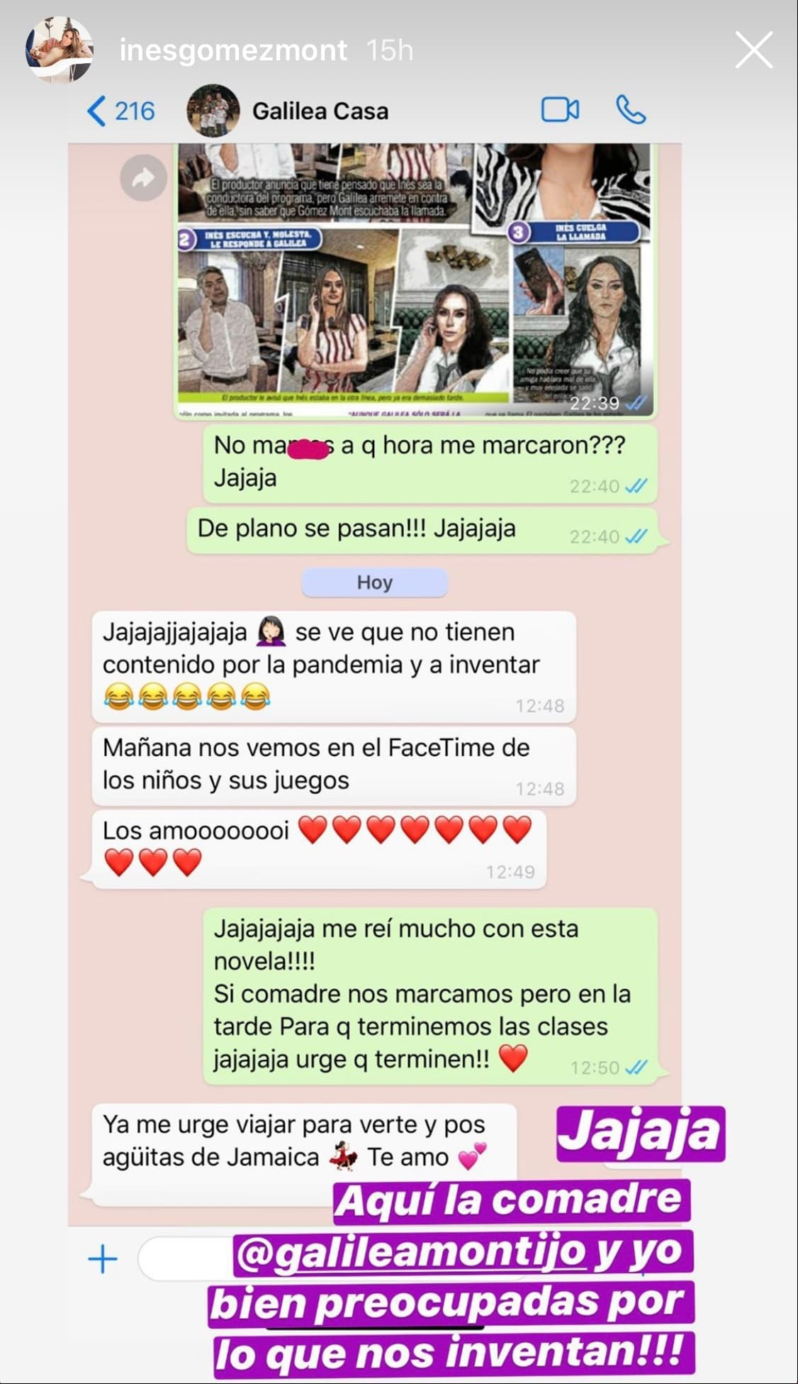 Inés Gómez Mont defiende su amistad con Galilea Montijo