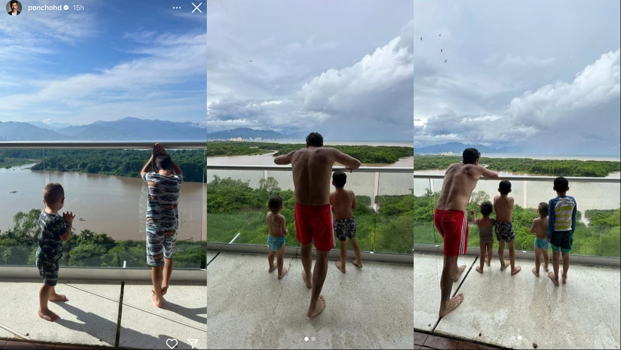 Alfonso Herrera se fue de vacaciones con sus dos hijos mientras RBD inicia gira de reencuentro.