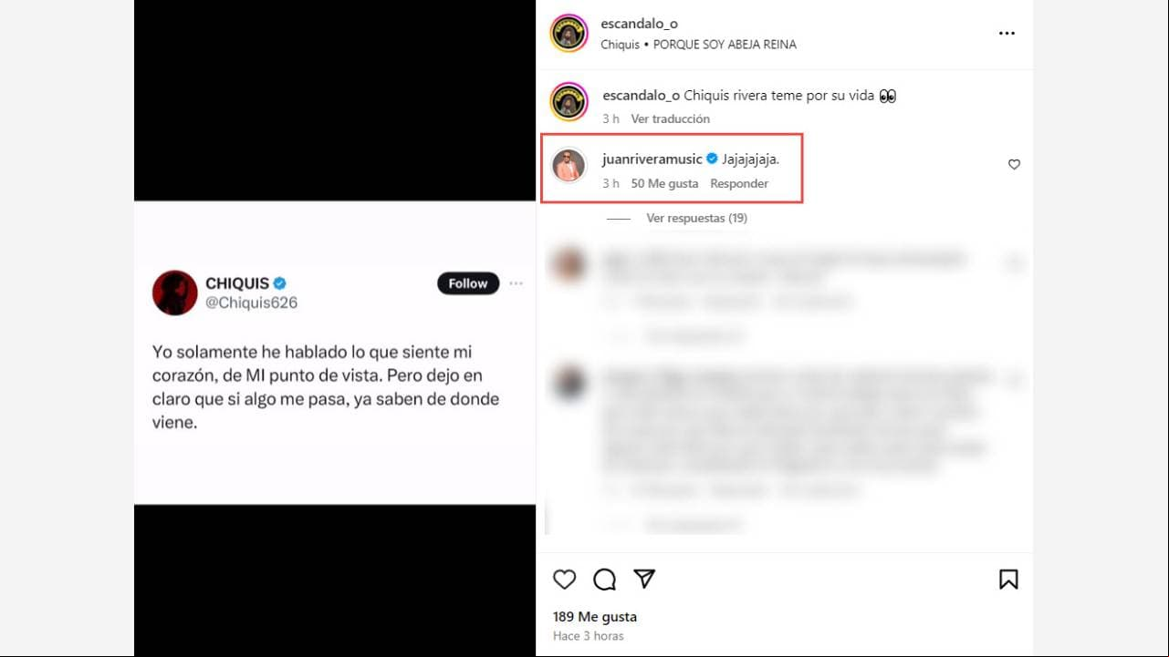 Juan Rivera se ríe del mensaje de Chiquis