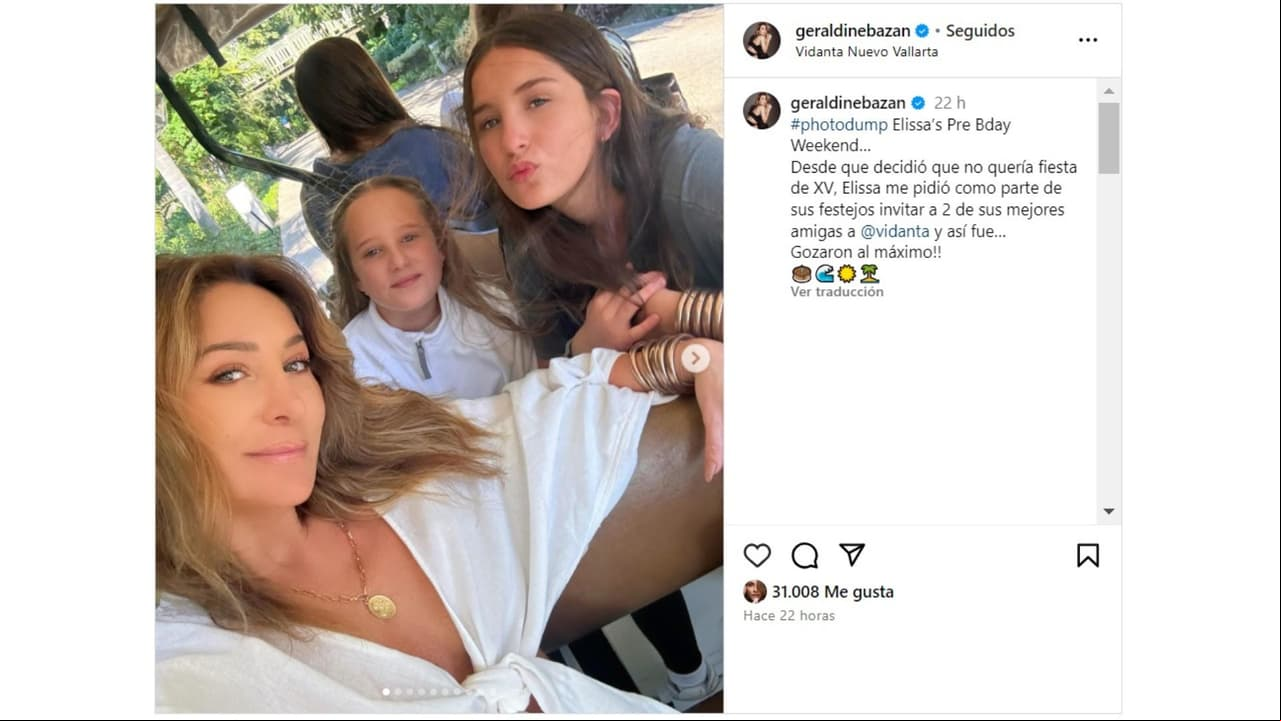 Geraldine Bazán y sus hijas.