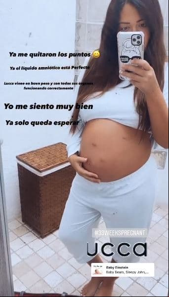 Mariana Echeverría aseguró que su bebé se encuentra en perfectas condiciones a poco más de una semana de ser intervenida por un cuadro de apendicitis.