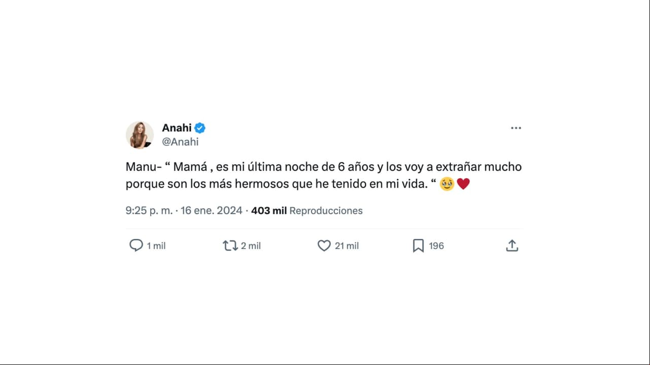 Anahí compartió los sentimientos de su hijo previo a celebrar su cumpleaños 7.