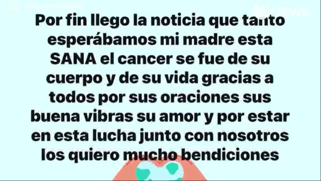 Luis Ángel 'El Flaco' dio a conocer con este mensaje que su madre ya no tenía cáncer en noviembre de 2022.