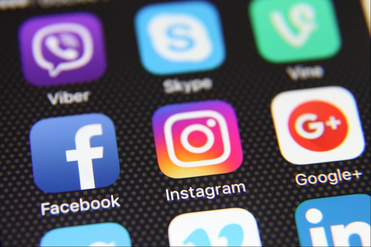 Berlin,  - May 21, 2016: Apple iPhone 6s screen with social media applications Facebook, Instagram, Google, Youtube, Twitter, Vimeo, LinkedIn, Pinterest, Tumbl etc.