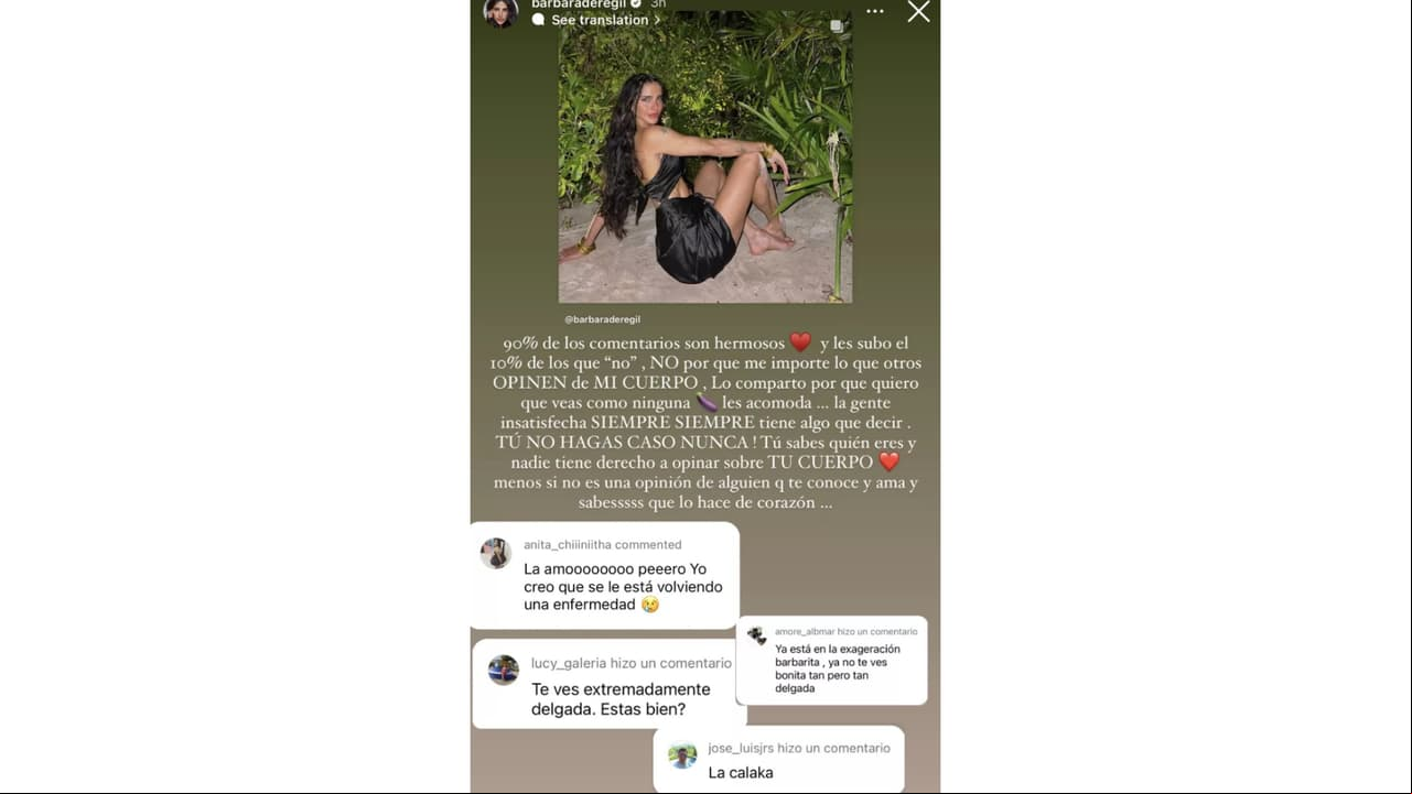 Bárbara de Regil responde a quienes critican su físico.