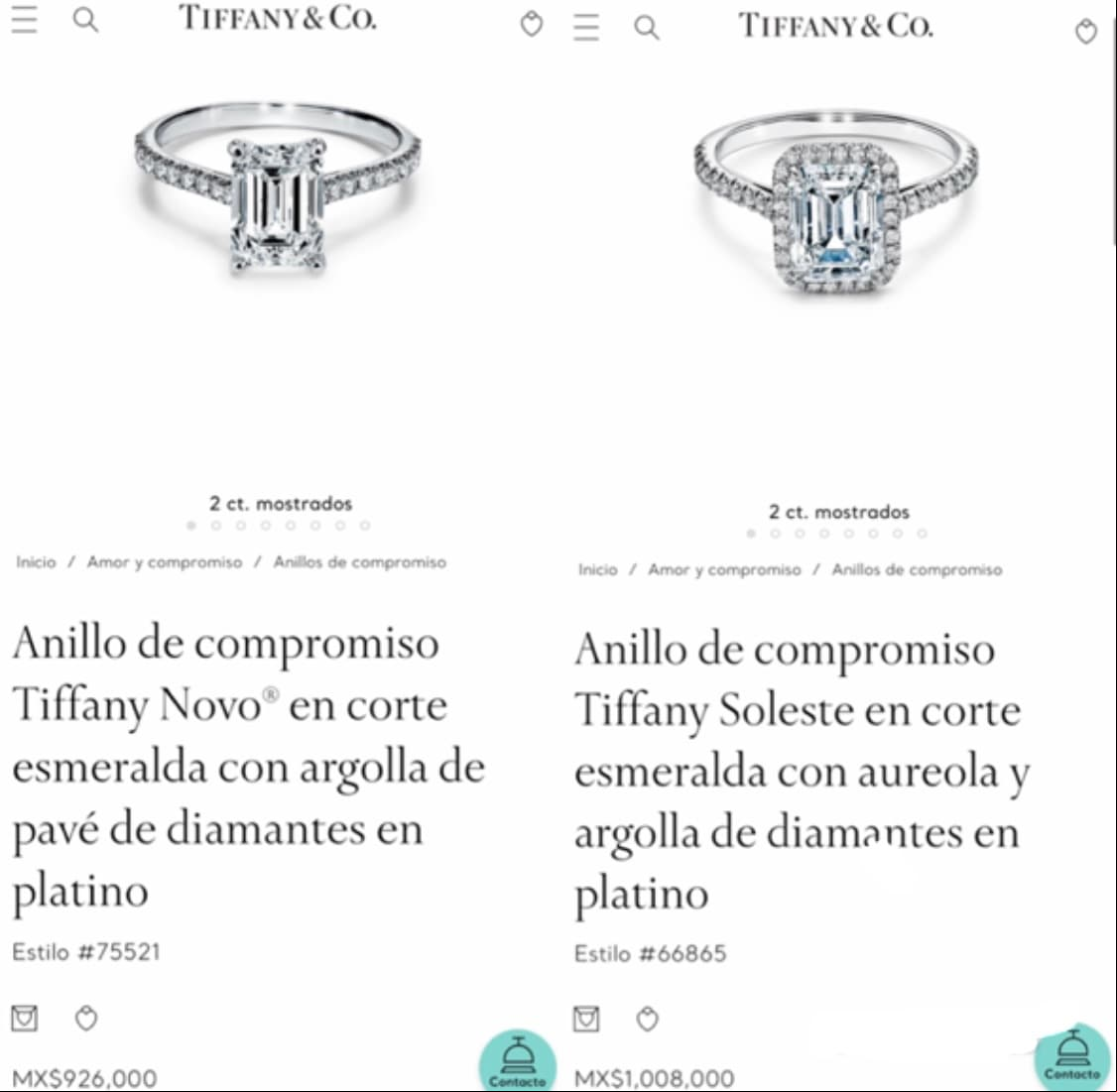 Anillos de compromiso en corte esmeralda, como el de Belinda.