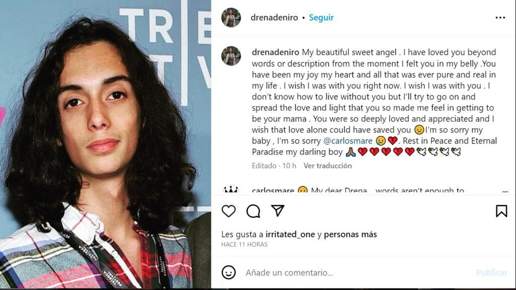 Leandro era nieto de Robert de Niro y su madre confirmó su muerte a los 18 años