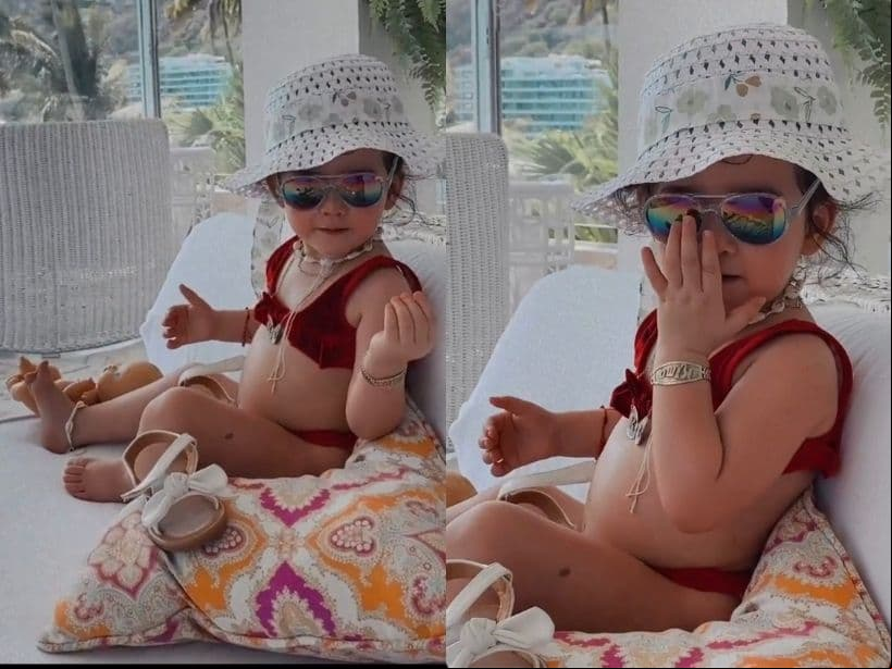Mientras que días después, la pequeña de casi dos años acaparó miradas por lucir un bikini rojo, gafas de sol y sombrero.