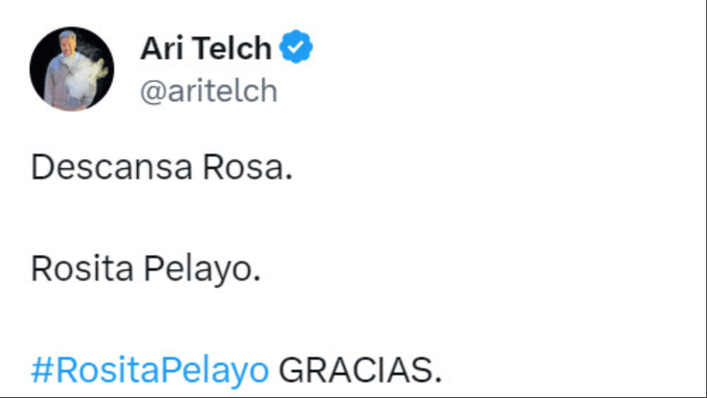 Ari Telch así agradeció a la artista.