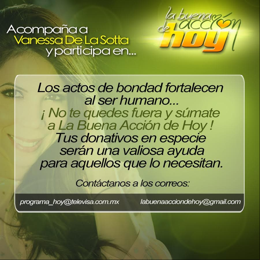 Tú puedes formar parte de la Buena Acción de Hoy ¡Descubre cómo hacerlo!