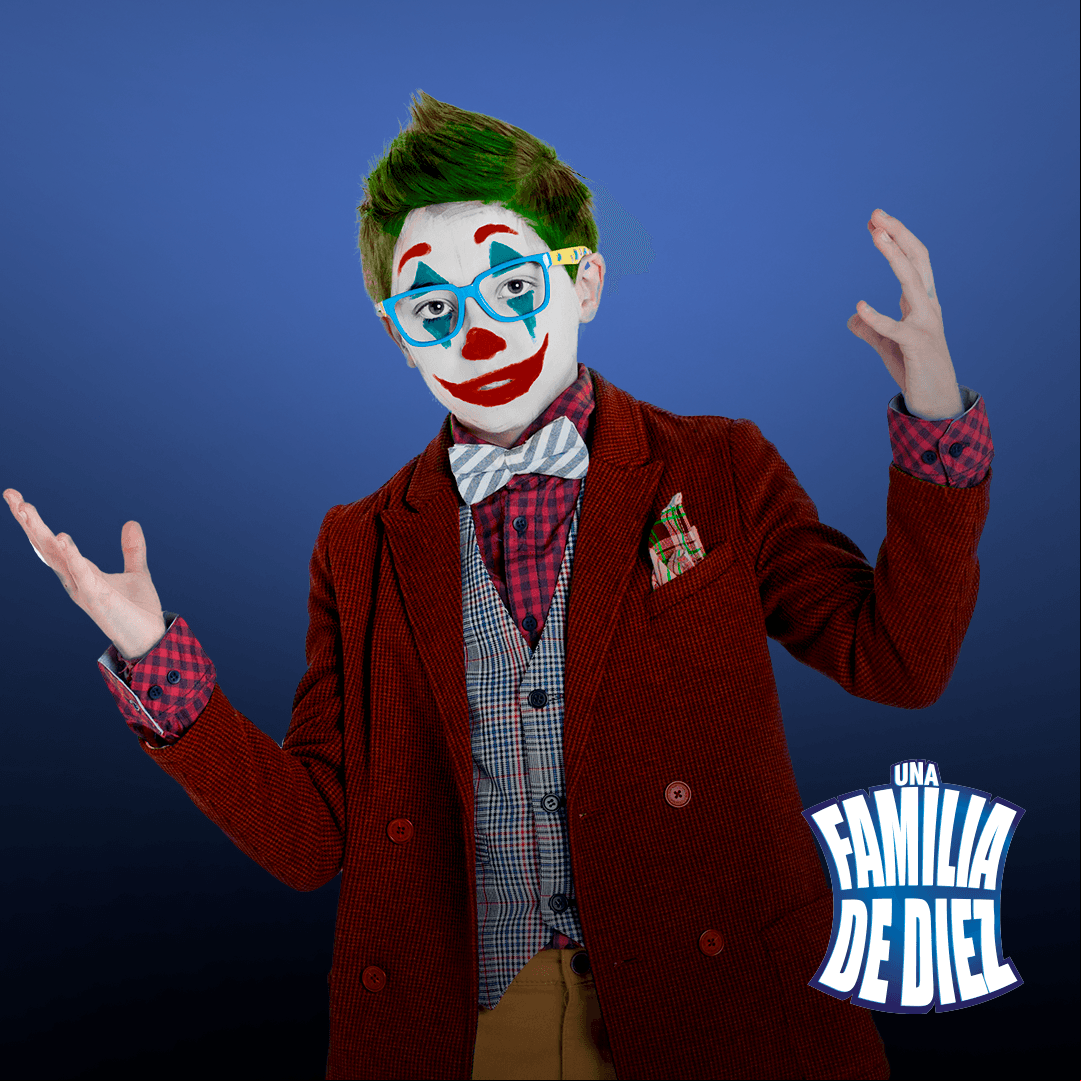 Justito, por su puesto, eligió el disfraz de moda: El Joker.