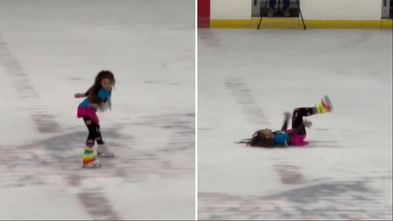 Niña hace rutina de patinaje sobre hilo al ritmo de Gloria Trevi.