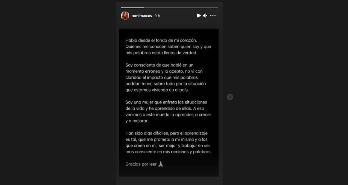 La actriz aseguró que no fue consciente del impacto que causarían sus palabras.