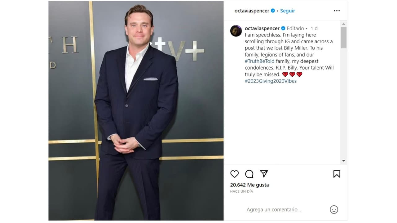 Octavia Spencer externó sus condolencias por la muerte de Billy Miller.
