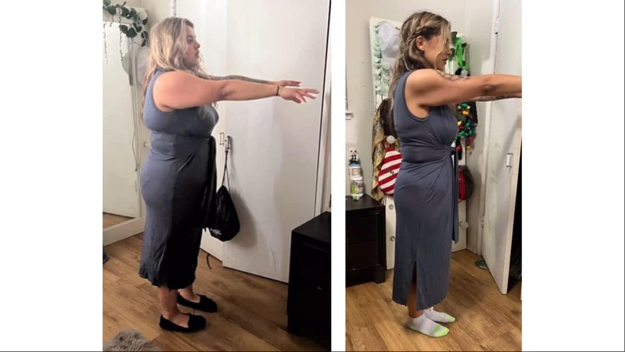 Abigail Rivera antes y después de bajar de peso.
