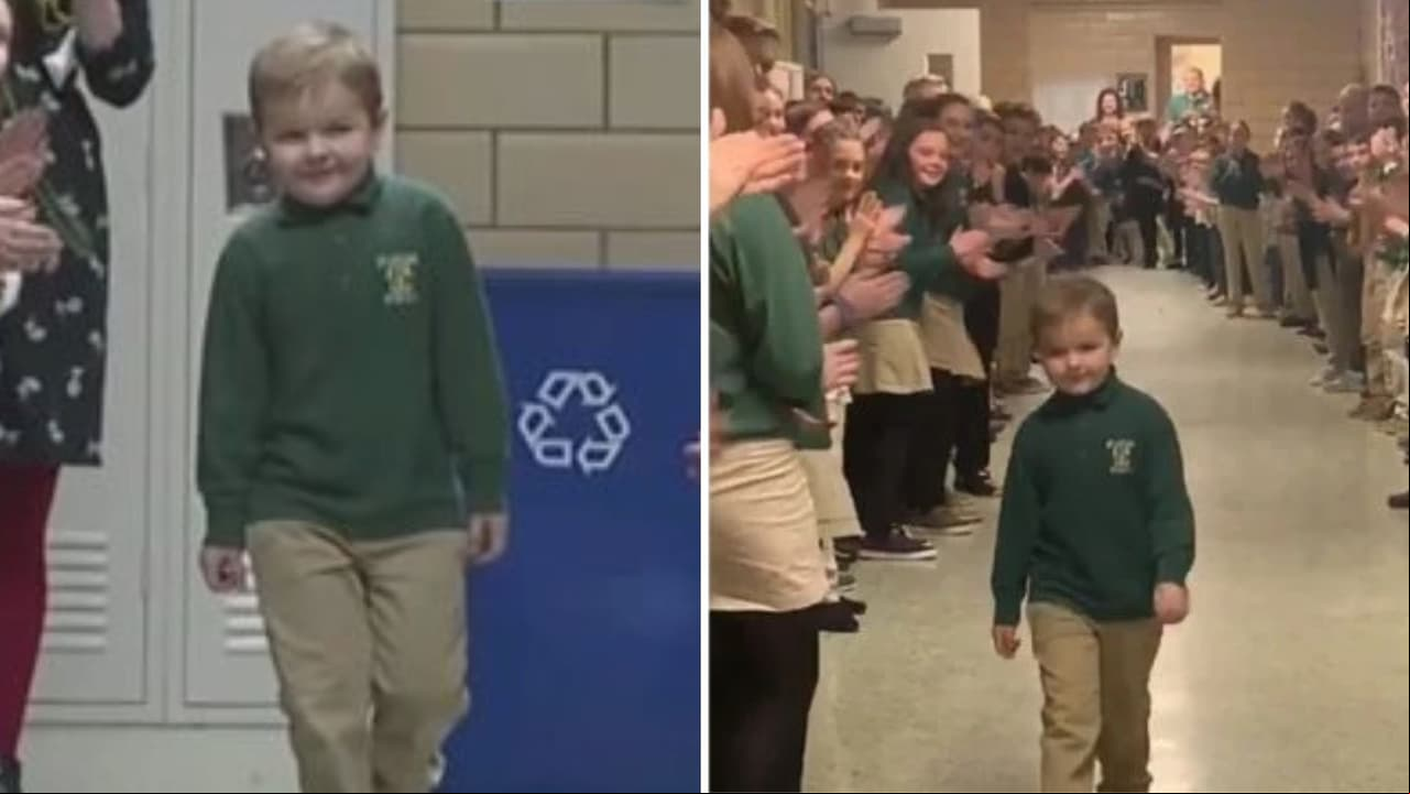 Niño de 6 años recibe emotiva bienvenida en la escuela tras vencer el cáncer