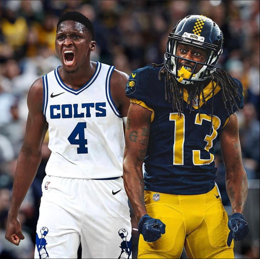 Víctor Oladipo #4 por Indianapolis Colts y T.Y. Hilton #13 por Indiana Pacers.
