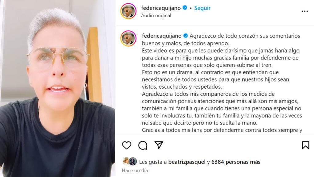 Federica Quijano se defendió de las críticas que ha recibido en días recientes.