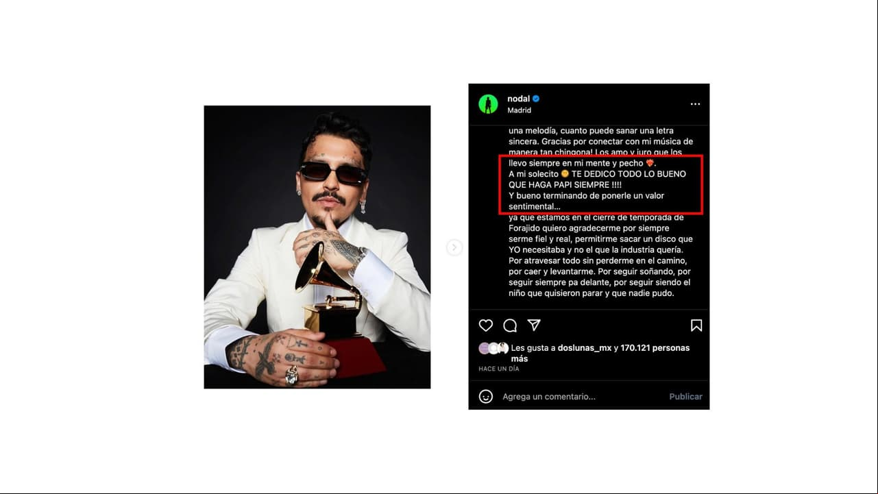 Christian Nodal habría confirmado el nombre de su hija con este mensaje.