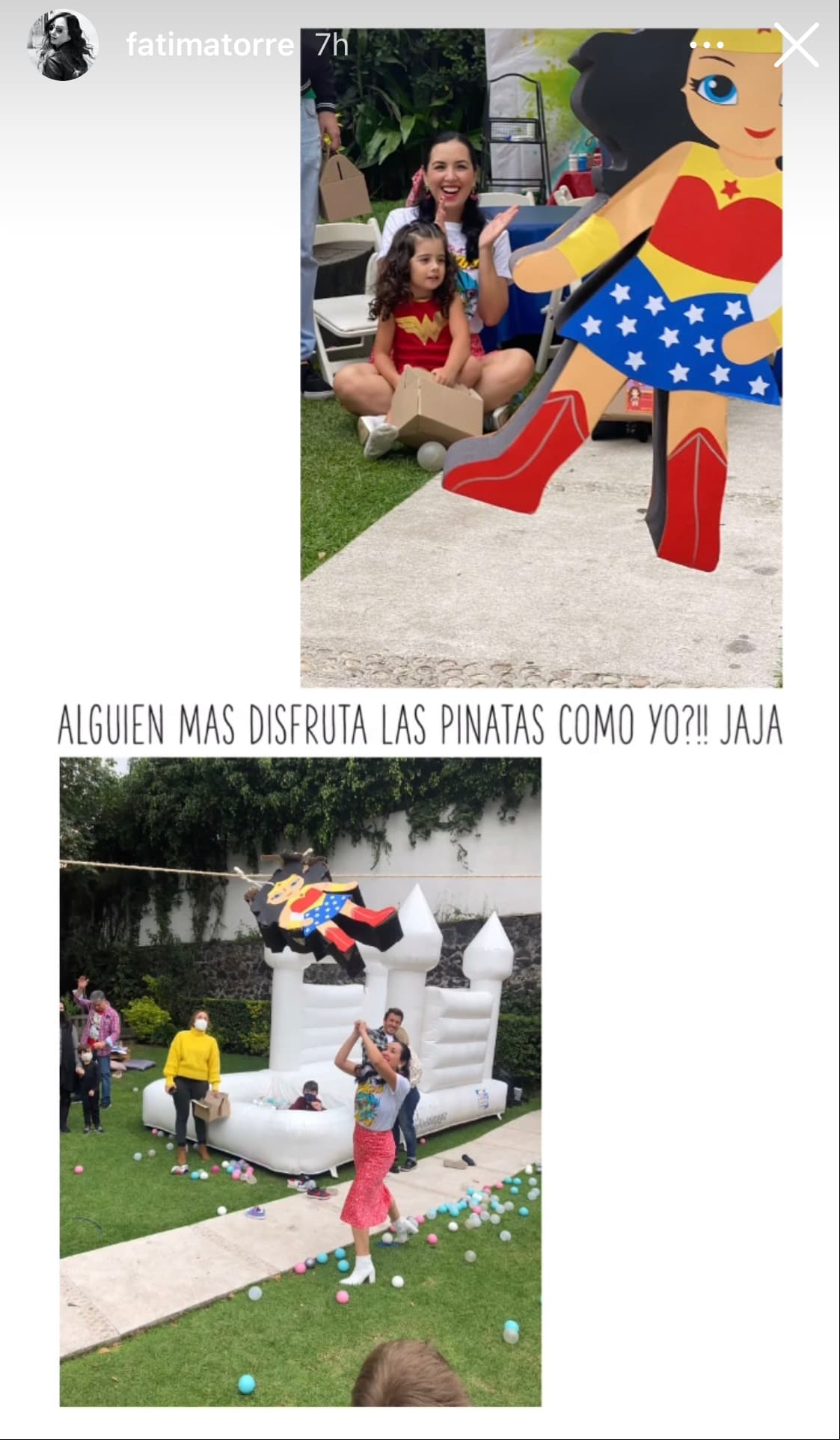 Torre también compartió el divertido momento donde todos partieron la piñata, la cual la dejó ver antes de comenzar la dinámica.