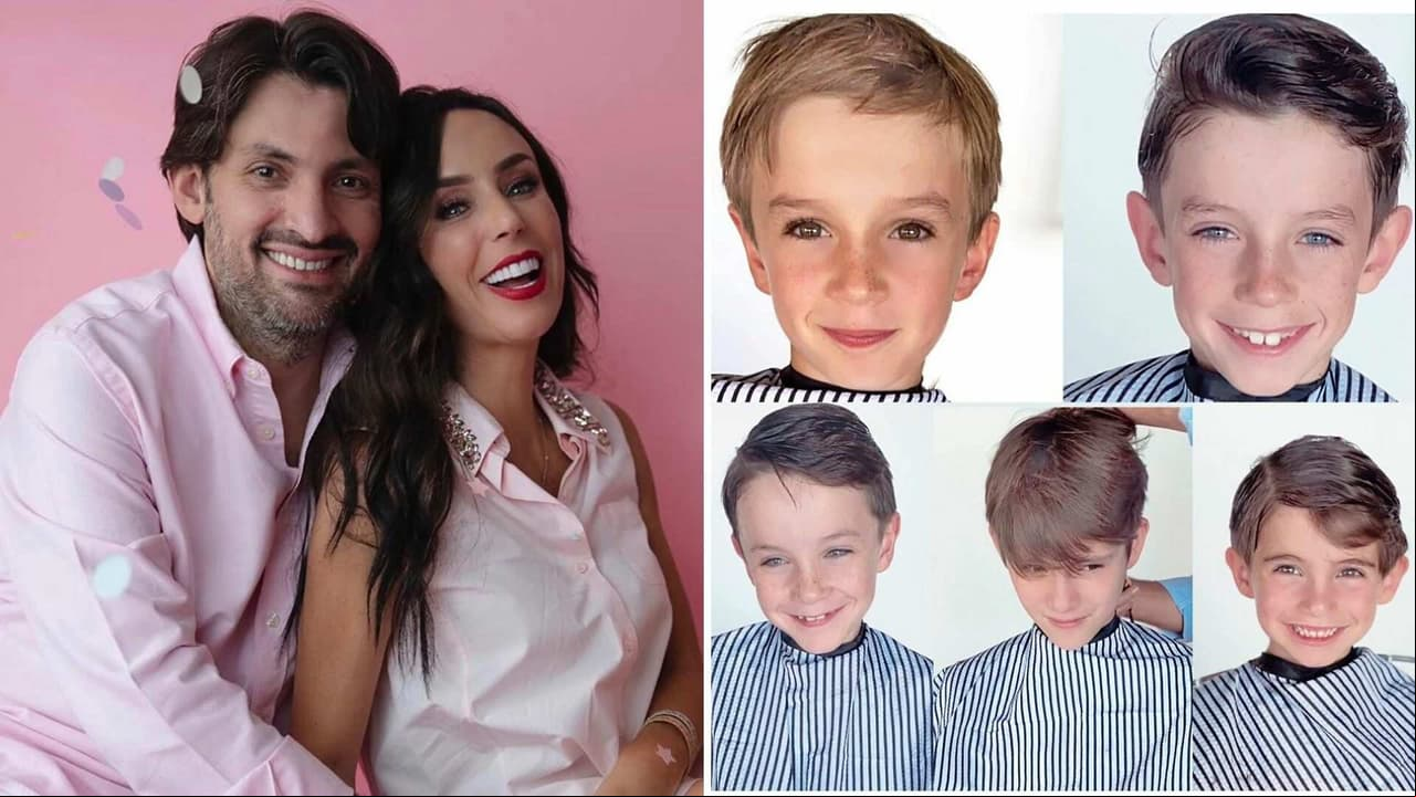 ¡No más greñudos en casa!: Inés Gómez Mont y su esposo le cortan el cabello a sus hijos