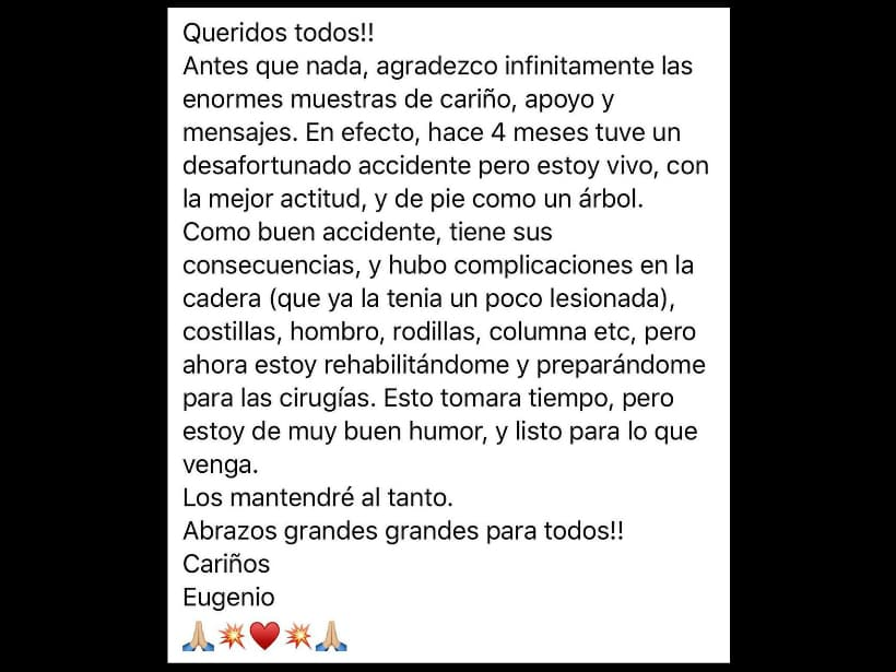 “Llamé a mi seguro de gastos médicos pero no me supieron resolver, fue un rollo, me empezó a sonar el signo de pesos, y la verdad yo en el estado en el que estaba, dije no me voy a meter en una película en la que de repente te desmayes y resulta que cuando despiertas, debes 800 mil pesos”, relató al matutino y posteriormente, agradeció las muestras de cariño en sus redes.