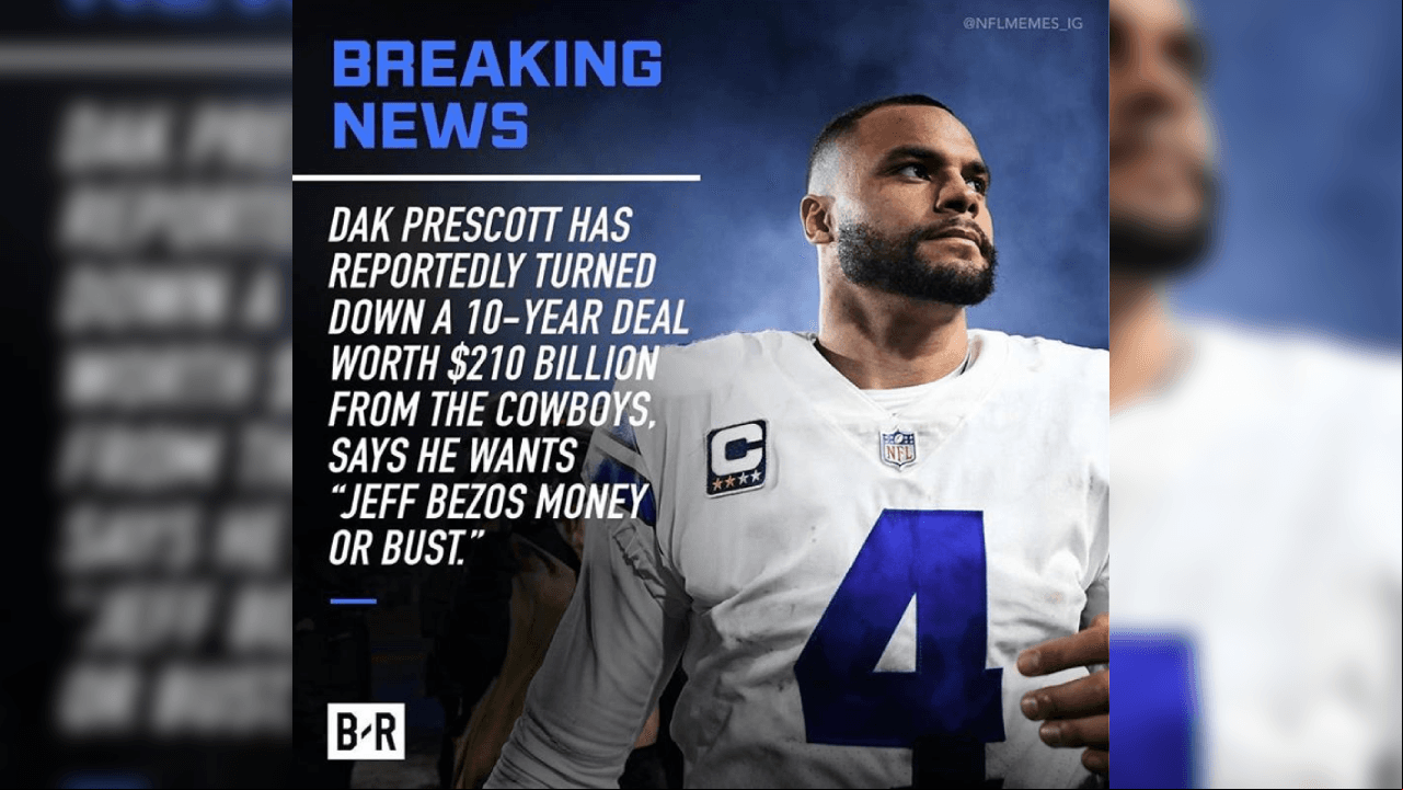 Así atacan los memes al QB de Dallas Cowboys sobre el contrato millonario que desea.