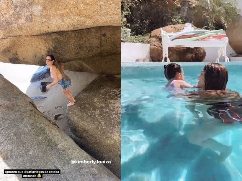 Sin embargo, una de las imágenes que más llamó la atención fue cuando mostró a la youtuber en mini falda de mezclilla con la parte superior de su bikini y horas después en un traje de baño negro.