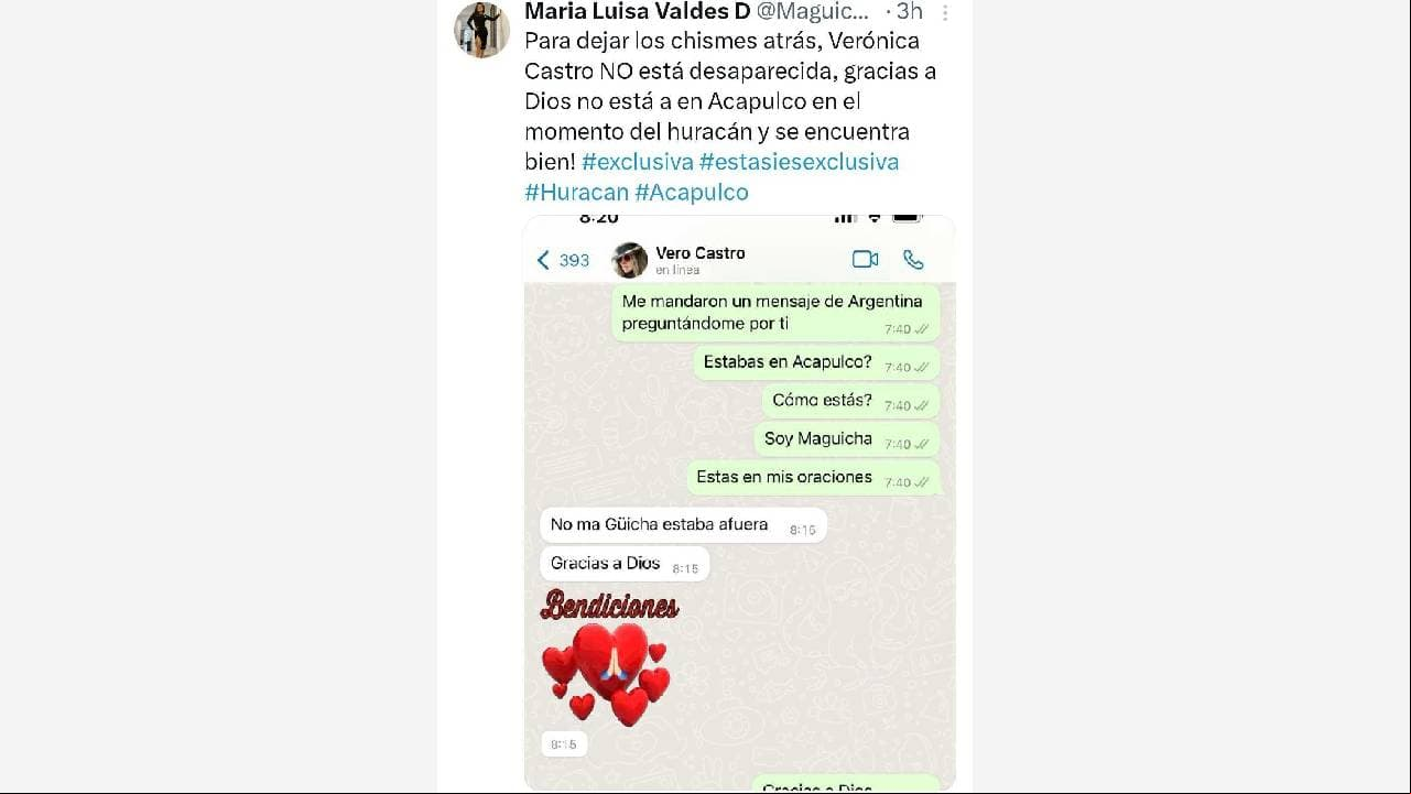 Verónica Castro desmintió que está desaparecida ras el paso del huracán Otis