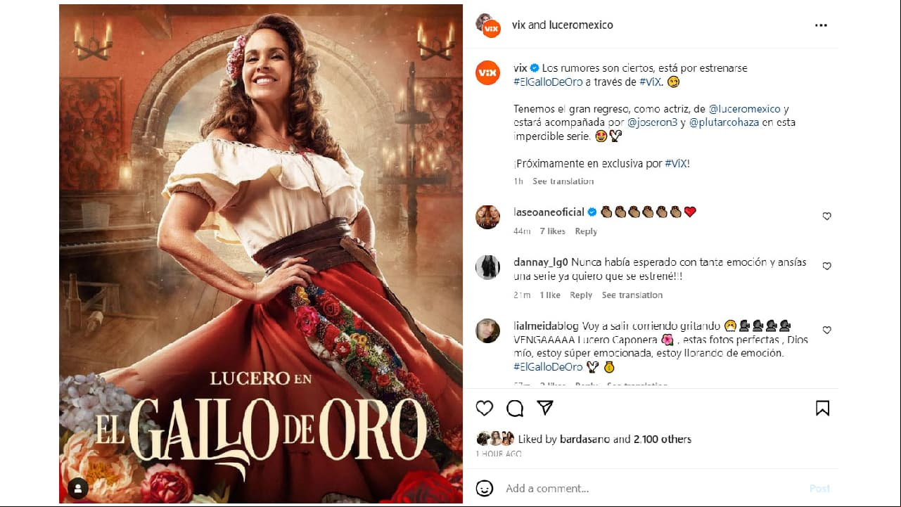 Lucero en El Gallo de Oro, serie de ViX