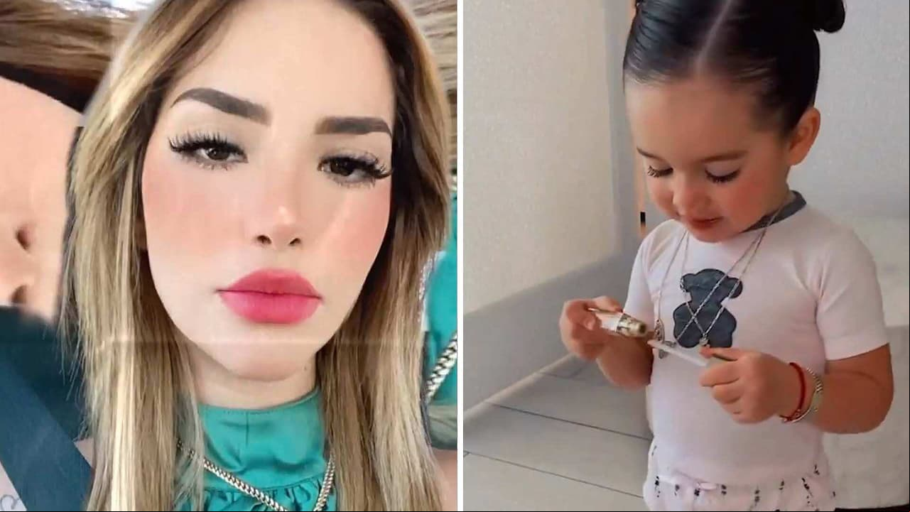 Kimberly Loaiza presume que Kima, de casi dos años, ya se maquilla solita