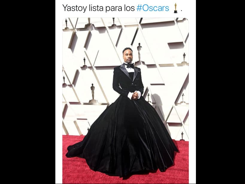 Billy Porter desfiló en la alfombra roja con un esmoquin-vestido de terciopelo negro de Christian Siriano.