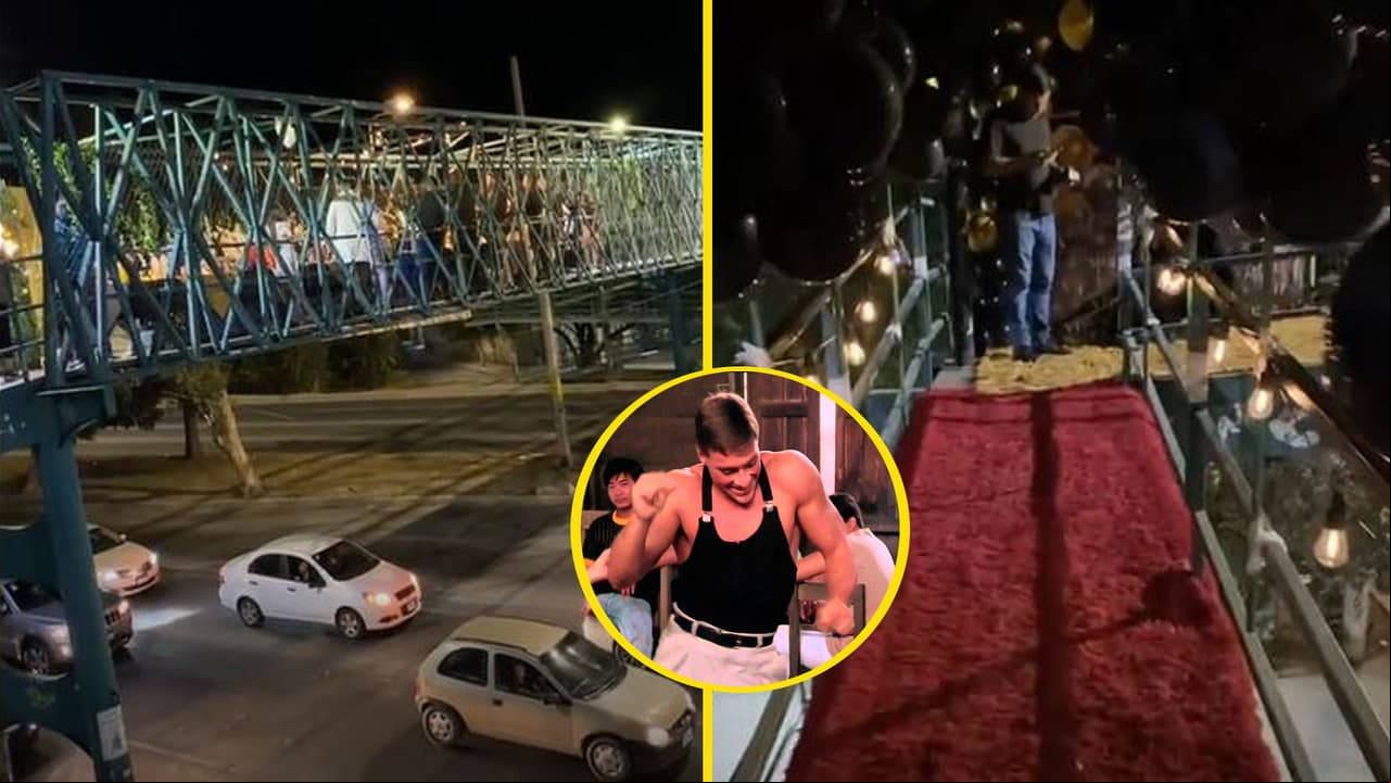 Organizan fiesta sonidera en puente peatonal y TikTok ríe a carcajadas: 'México surrealista'