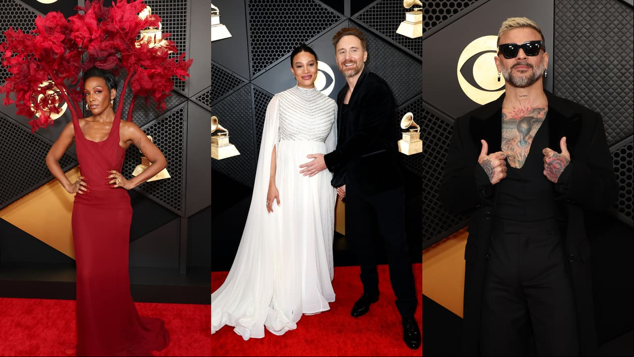 Dawn Richard, Jessica Ledon junto a David Guetta, y Pedo Capó a su arribo a la gala.