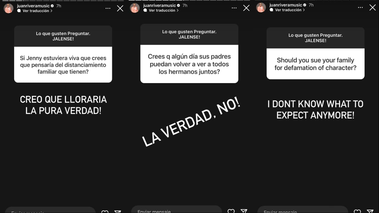 Estas son las más recientes respuestas por parte de Juan Rivera en medio del pleito familiar que mantiene en discordia a gran parte de los Rivera.