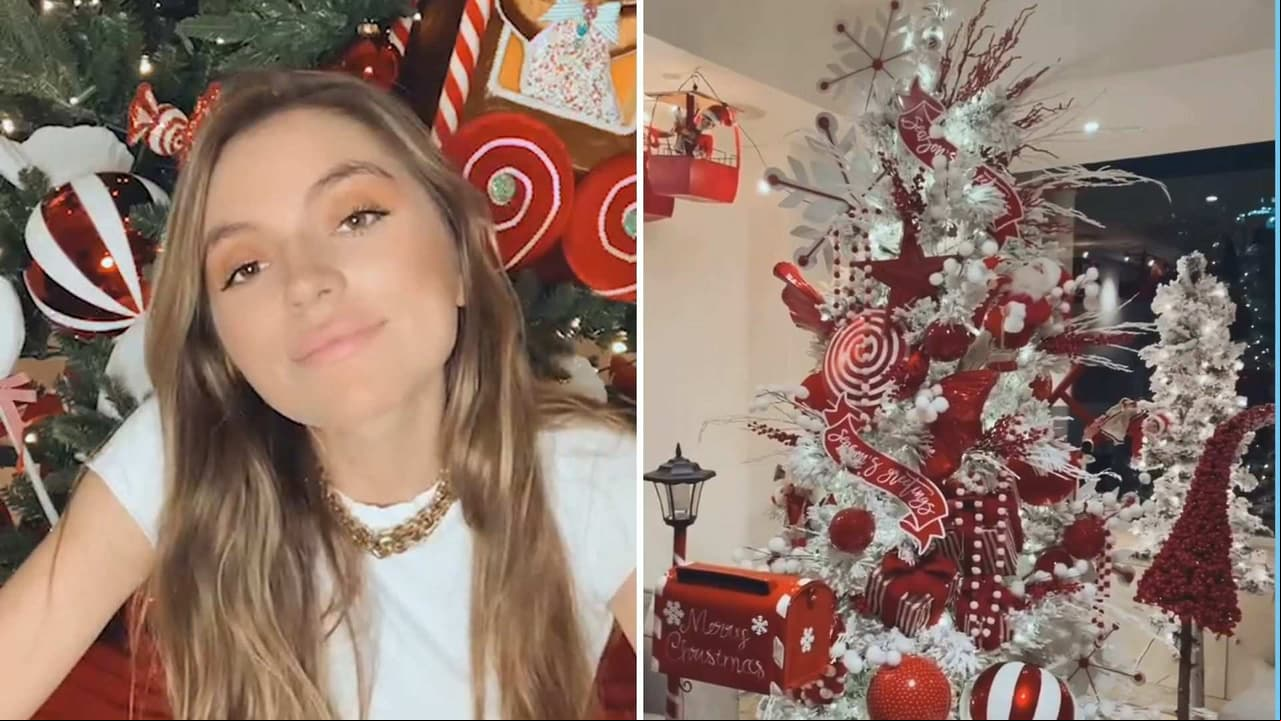 Sofía Castro y su majestuoso árbol de Navidad, desde enormes esferas hasta muñecos de Santa Claus