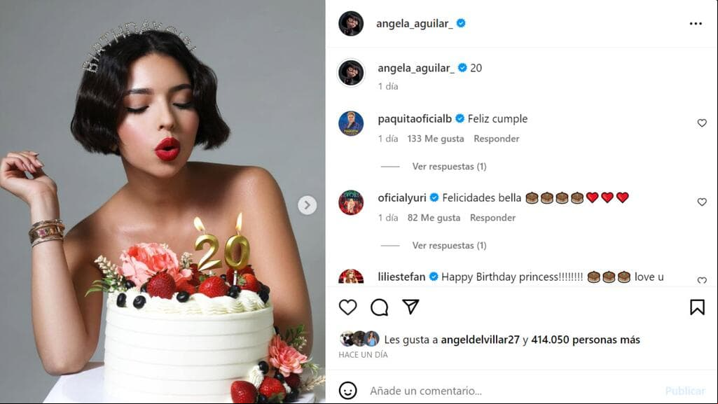 Esta es la publicación que Ángela Aguilar hizo con motivo de su cumpleaños 20 y en la que varios famosos la felicitaron.