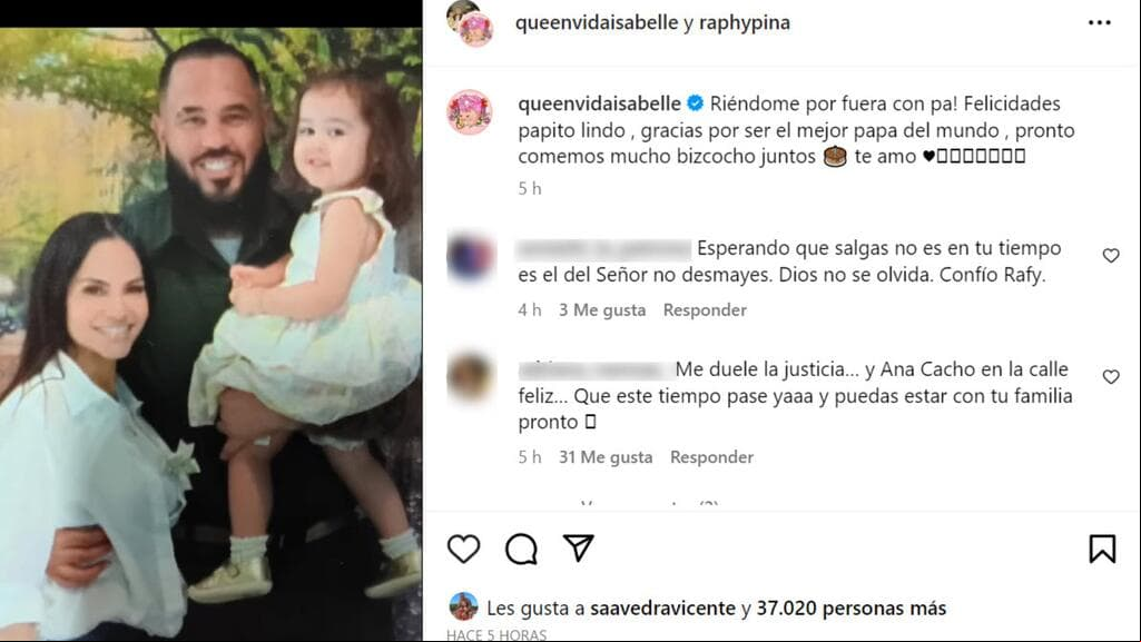 Este fue el mensaje que Vida Isabelle le dedicó a Raphy Pina en su cumpleaños.
