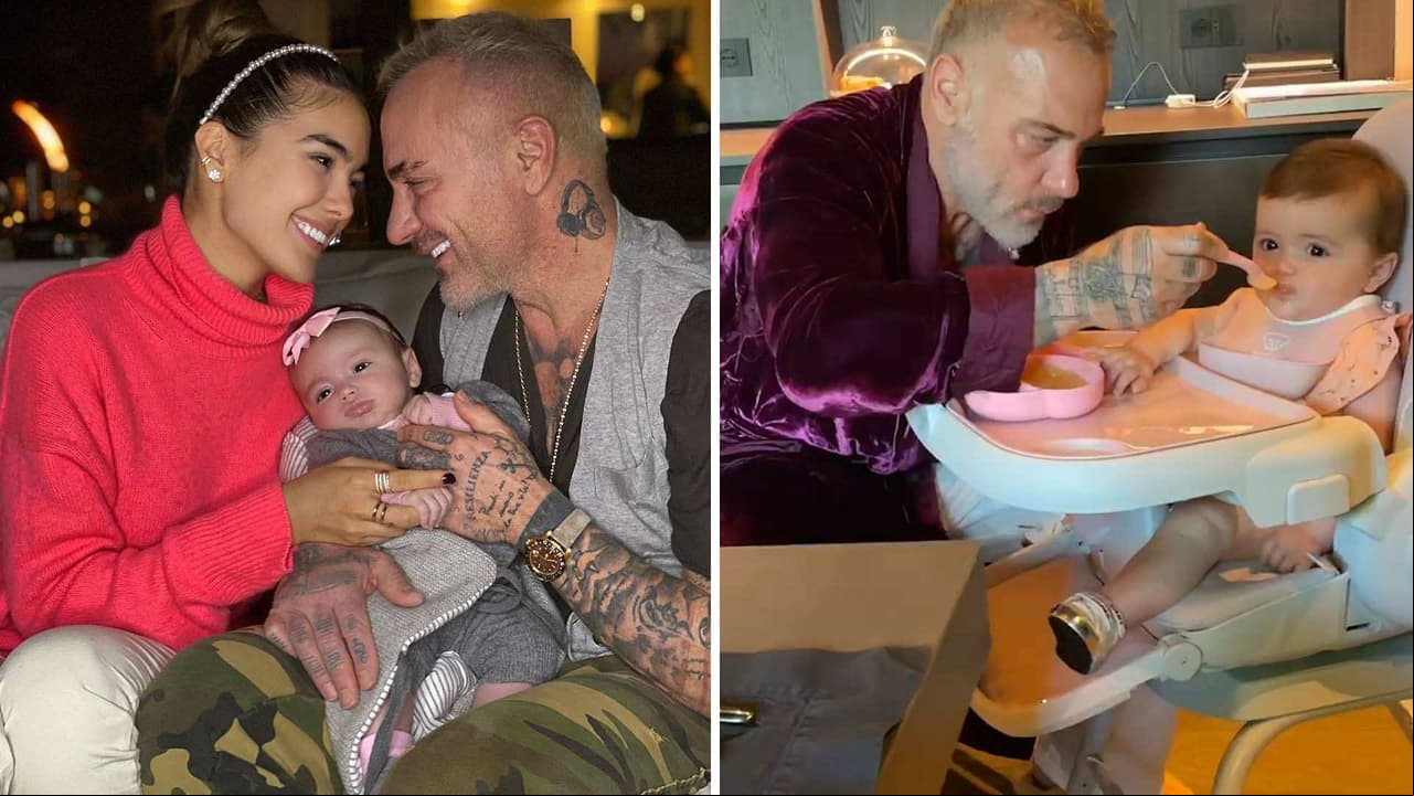 ¡Un padre ejemplar! Gianluca hace a un lado el baile y aparece dándole de comer a su bebé Blu Jerusalema