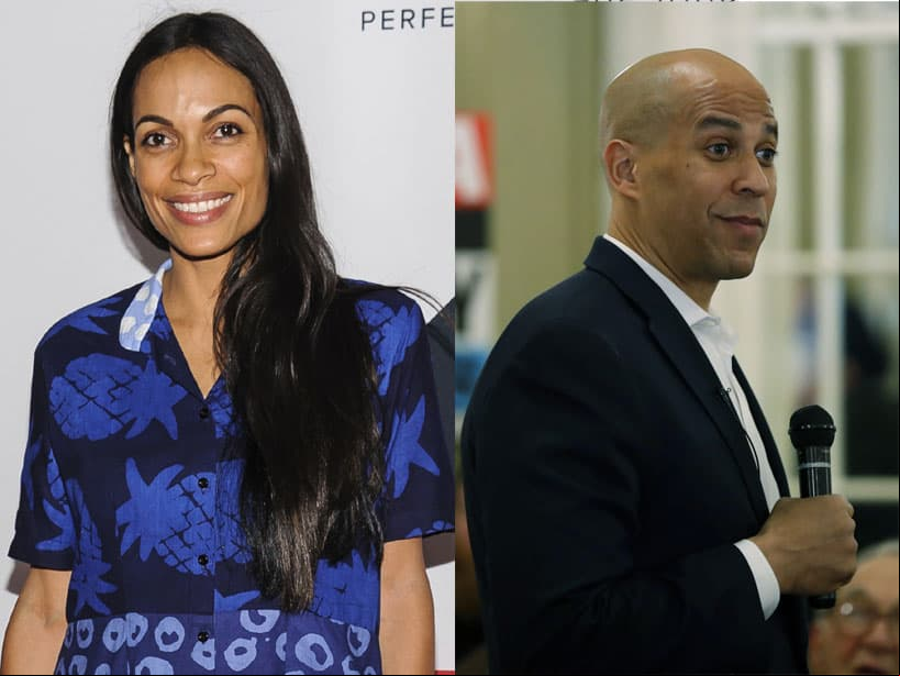 Rosario Dawson y Cory Booker. La actriz de ‘Daredevil’ anunció recientemente que está enamorada del senador y candidato presidencial demócrata.