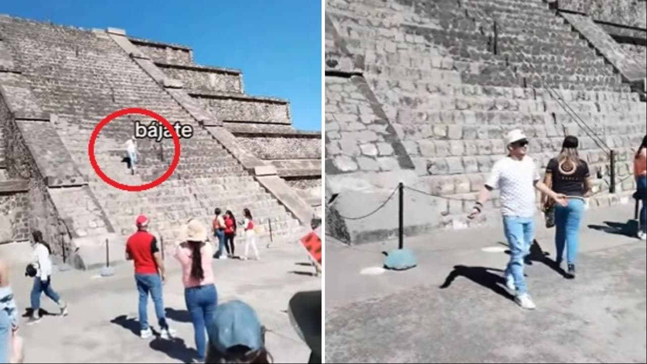 Indigna video de turista subiendo a pirámide de Teotihuacán pese a estar prohibido: “No pasa nada”