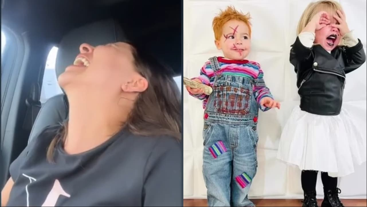 Mamá disfraza a sus hijos para Halloween para un evento del medio ambiente.
