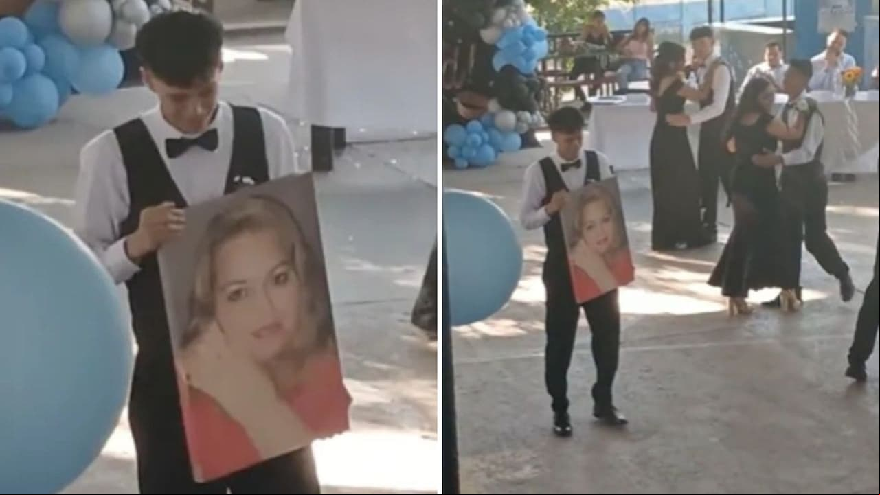 Graduado baila con el cuadro de su mamá fallecida y hace llorar a TikTok