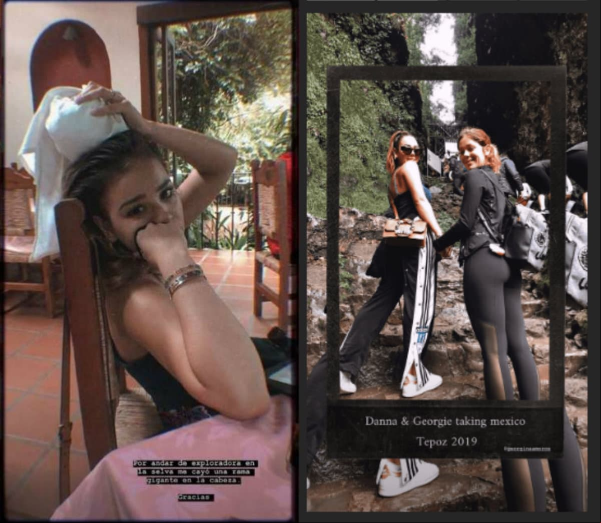 A Danna Paola le cayó una rama en la cabeza