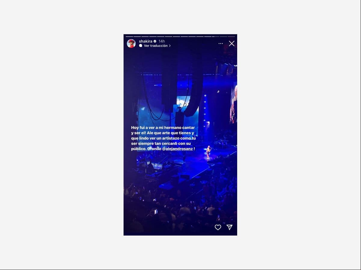 Shakira dedicó un amoroso mensaje a Alejandro Sanz.