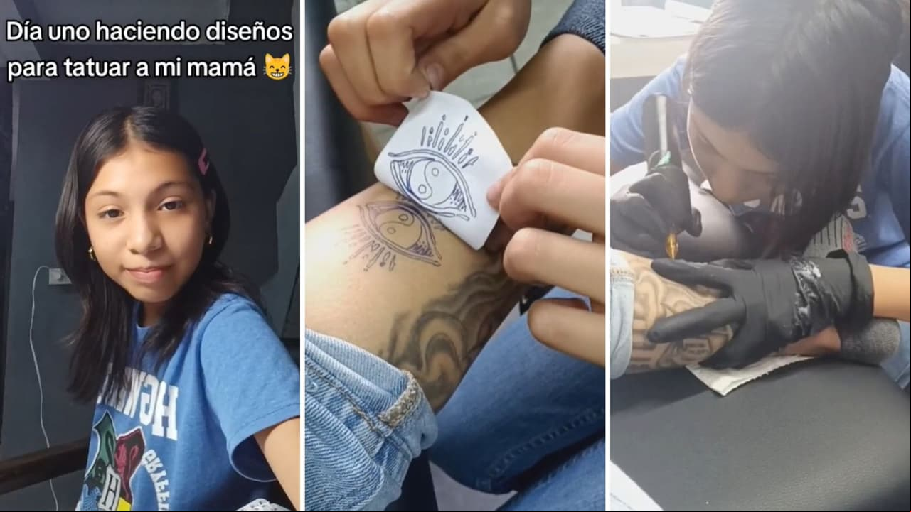 Niña de 12 años le hace su primer tatuaje a su mamá e impactó a TikTok: ¿qué tal le quedó?