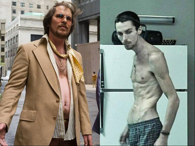 Christian Bale engordó 18 kilos para ‘Escándalo Americano’ (2013) y perdió cerca de 28 kilos para ‘El Maquinista’ (2004) con una dieta de latas de atún, manzanas y café.