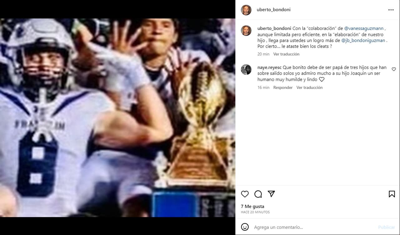 Uberto Bondoni felicita a su hijo menor