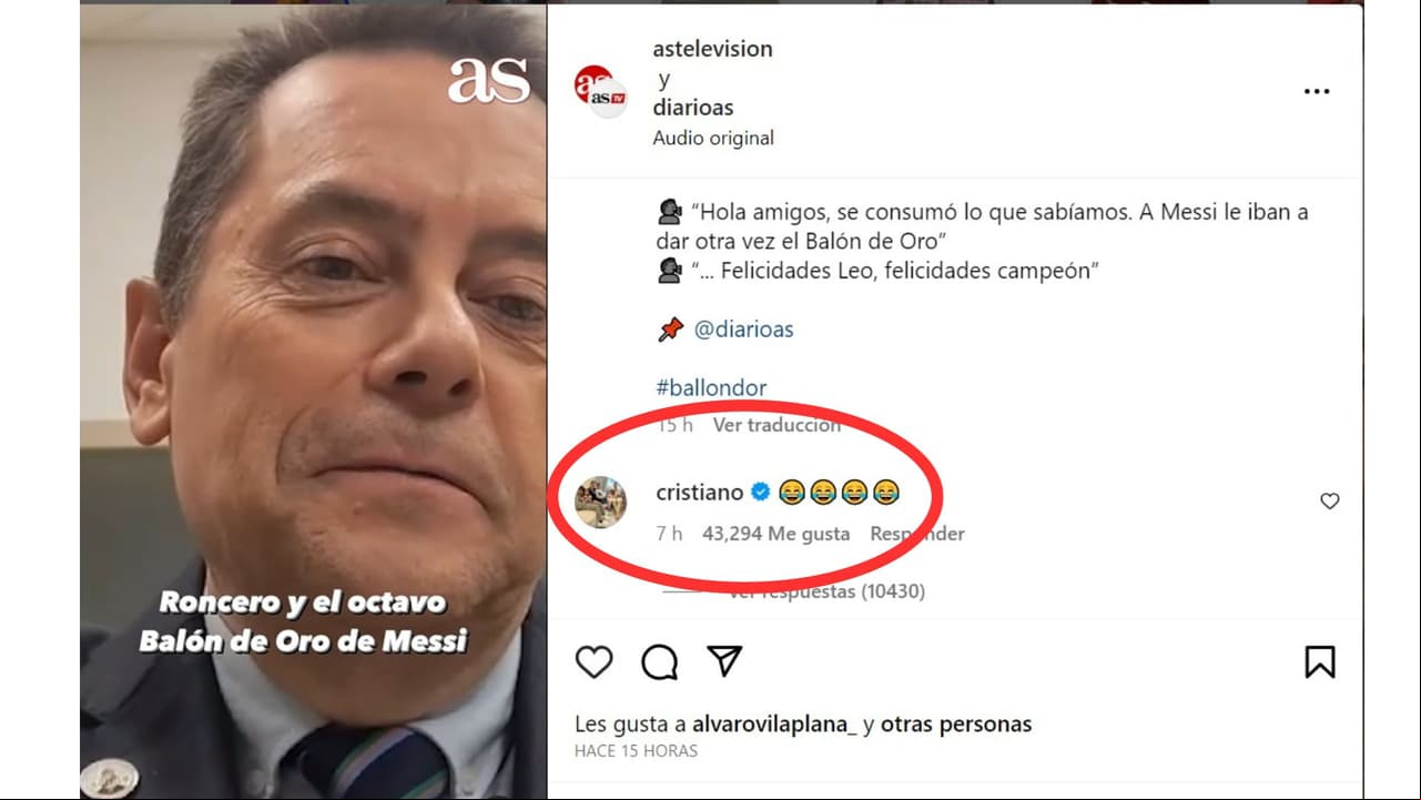 Ronaldo reaccionó así en Instagram