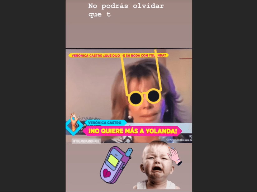 Minutos más tarde, Andrade subió historias a su cuenta de Instagram con imágenes de Verónica Castro, mientras de fondo sonaba la canción de Cristian Castro: “no podrás, olvidar, que te amé…”